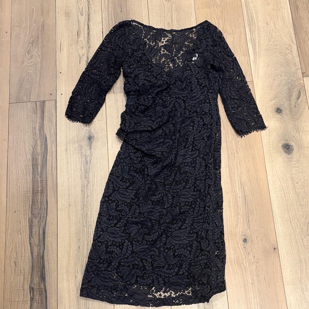 Dries Van Noten Black Lace Long Sleeve Dress